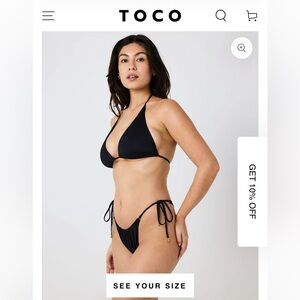 NWT Toco Swim Rio Triangle Top with Glenco Tie Side Bottoms in Pitch